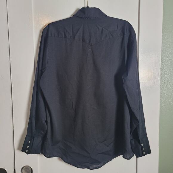 Stir-Ups	Size	L Men's Black Western Snap Button Long Sleeve Top Thin Lightweight - Picture 3 of 6